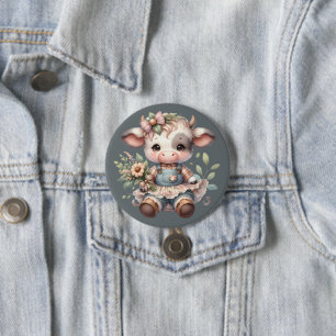 Farmcore Kawaii-Kalb in antikem Blumenkleid Button