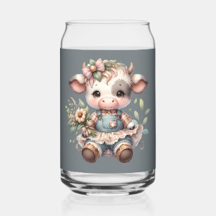 Farmcore Kawaii-Kalb in antikem Blumenkleid Dosenglas
