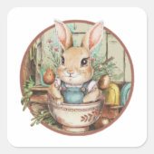Farmcore Ramen Bunny Quadratischer Aufkleber (Vorderseite)