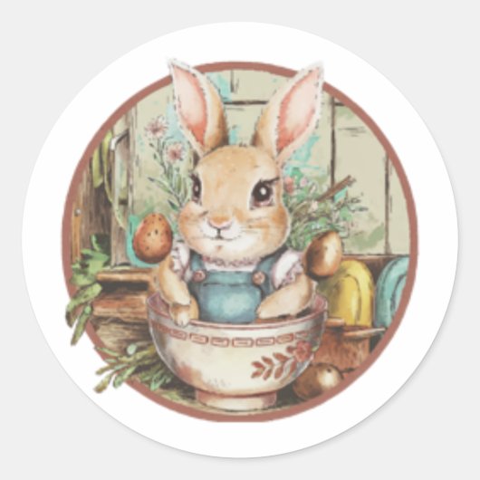 Farmcore Ramen Bunny Runder Aufkleber (Vorderseite)