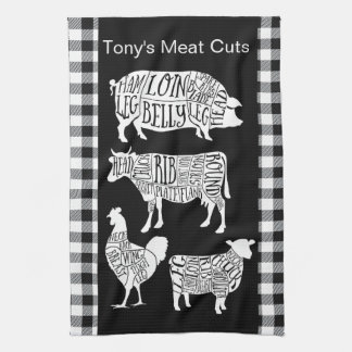 Farmer Butcher Meat Cuts Tea Towel | Vintage Rindf Geschirrtuch