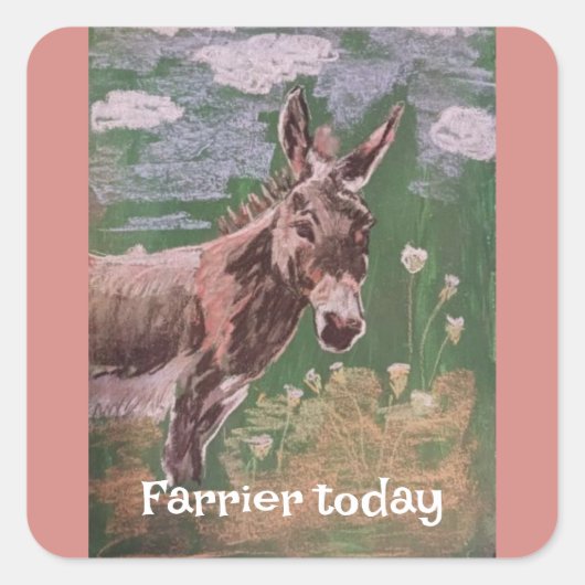 Farmer (Esel) Quadratischer Aufkleber (Vorderseite)