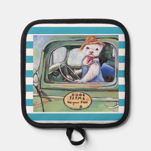 Farmer Ferret Oven Mitts & Pot Holders Topflappen (Vorderseite)