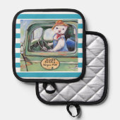 Farmer Ferret Oven Mitts & Pot Holders Topflappen (Vorderseite/Rückseite)