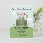 Farmer Fun for Everyone Birthday Invitation Einladung (Stehend Vorderseite)