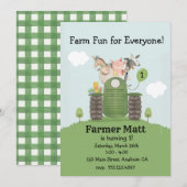 Farmer Fun for Everyone Birthday Invitation Einladung (Vorne/Hinten)