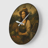 Farmer Funny Mona Lisa Farming Gift Große Wanduhr (Winkel)