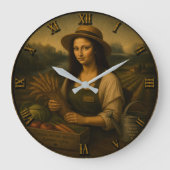 Farmer Funny Mona Lisa Farming Gift Große Wanduhr (Vorderseite)