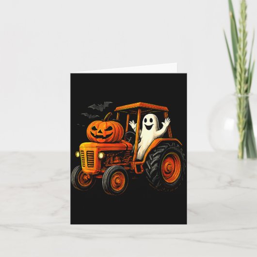 Farmer Ghost Tractor Pumpkin Soky Season Halloween Karte (Vorderseite)