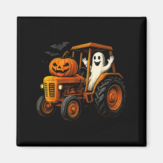 Farmer Ghost Tractor Pumpkin Soky Season Halloween Magnet (Vorne)
