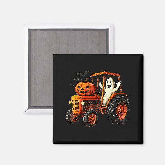 Farmer Ghost Tractor Pumpkin Soky Season Halloween Magnet (Vorderseite/Rückseite)
