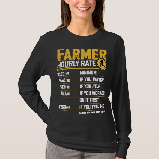 Farmer Hourly Rate Funny Farmer Farming Lover T-Shirt (Vorderseite)