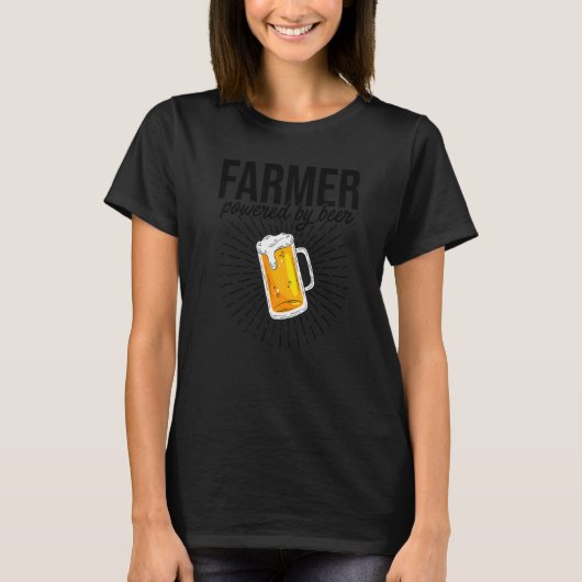 Farmer Powered By Beer Farming Agriculture Tractor T-Shirt (Vorderseite)