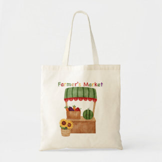 Farmer’s Market Tote Bag Cute Veggie Stand  Tragetasche