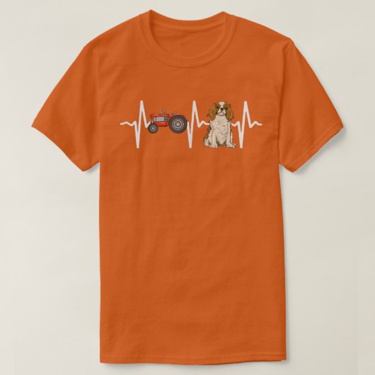 Farmer Tractor Cavalier King Charles Spaniel Heart T-Shirt (Design vorne)