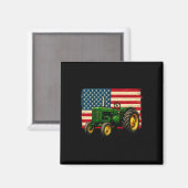 Farmer Traktor USA-Flagge 4. Juli Magnet (Vorderseite/Rückseite)