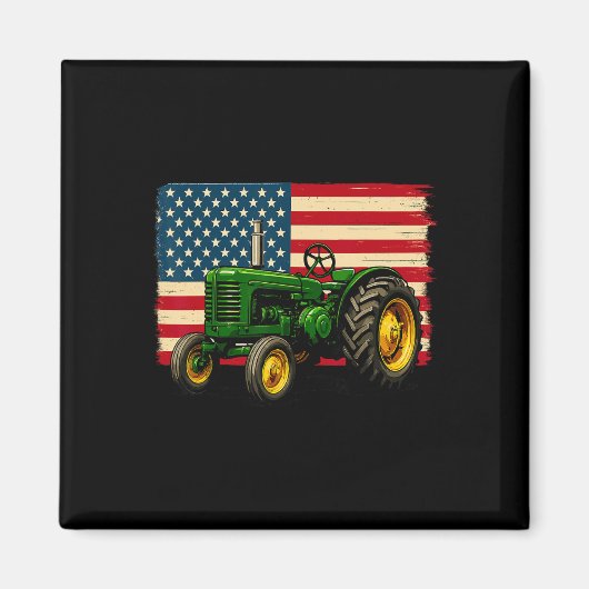 Farmer Traktor USA-Flagge 4. Juli Magnet (Vorne)