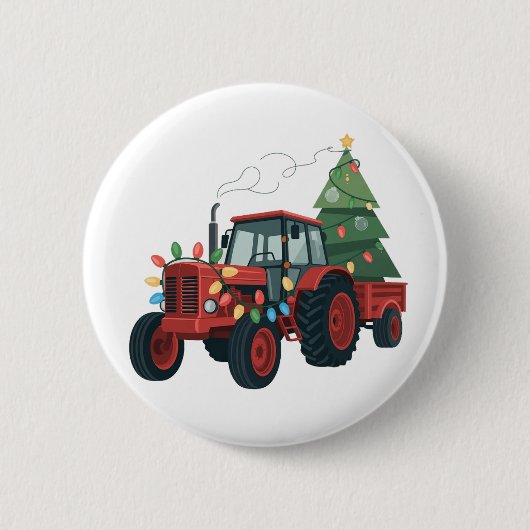 Farmer Traktor Weihnachtsbeleuchtung Traktor Weihn Button (Vorderseite)