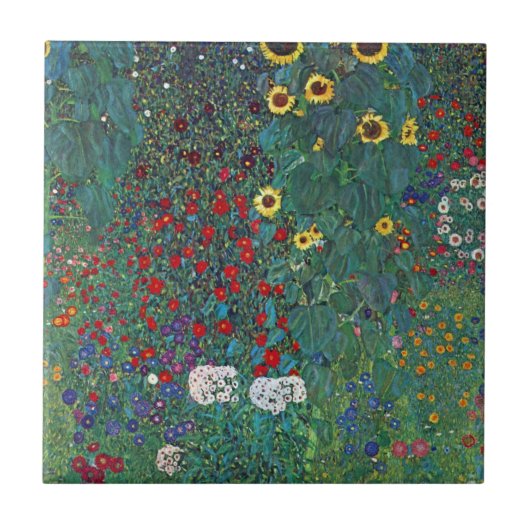 Farmergarden w Sonnenblume von Klimt, Vintage Blum Fliese (Vorderseite)