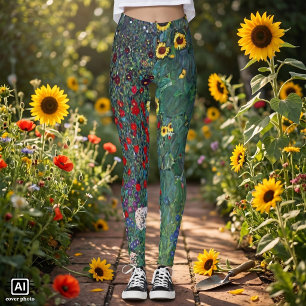 Farmergarden w Sonnenblume von Klimt, Vintage Blum Leggings
