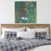 Farmergarden w Sonnenblume von Klimt, Vintage Blum Leinwanddruck (Insitu (Schlafzimmer))