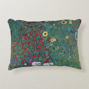 Farmergarten mit Sonnenblumen von Klimt, Vintage B Dekokissen