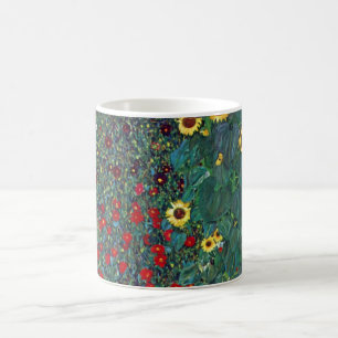 Farmergarten mit Sonnenblumen von Klimt, Vintage B Kaffeetasse