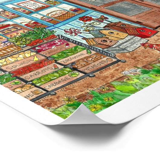 Farmer's Market Country Store Wasserfarben-Poster Poster (Ecke)