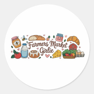 Farmers Market Girlie Girly Trendy Aesthetic Local Runder Aufkleber