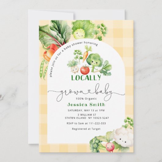 Farmers market Locally grown baby shower Einladung (Vorderseite)