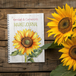 Farmers Market Personalized Sunflower Notebook Notizblock