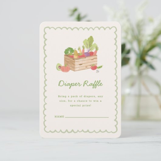 Farmer's Market Veggies Diaper Raffle Begleitkarte (Stehend Vorderseite)