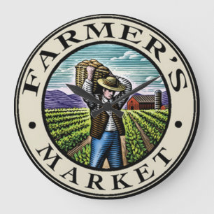 Farmers Market Wall Clock Große Wanduhr