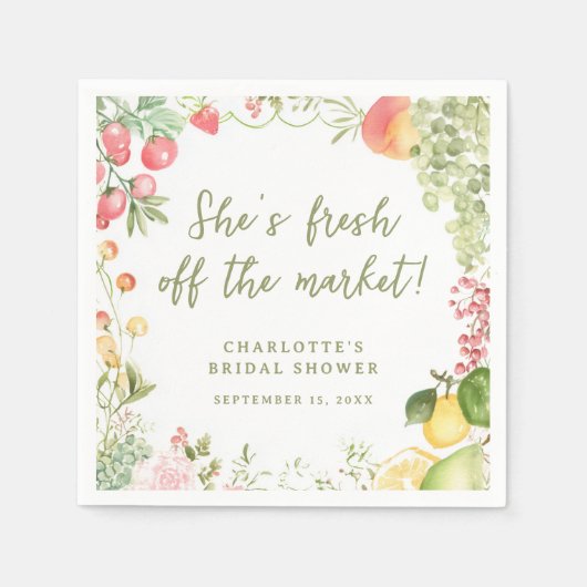 Farmers Market Watercolor Bridal Shower Serviette (Vorderseite)