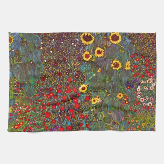 Farmgarten Gustav Klimt mit Sonnenblumenhandtuch Geschirrtuch (Horizontal)