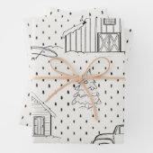 Farmhaus Weihnachtswrapping Paper Geschenkpapier Set (Beispiel)