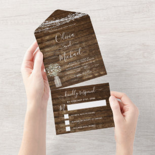 Farmhouse-Baby-Atemzug-Rustical-Hochzeits-RSVP  All In One Einladung