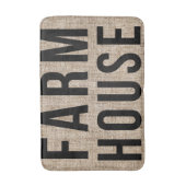 FARMHOUSE Black Letting Rustic Burlap Sacking Badematte (Vorderseite Vertikal)