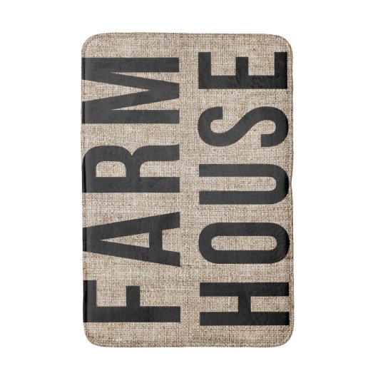 FARMHOUSE Black Letting Rustic Burlap Sacking Badematte (Vorderseite Vertikal)