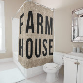 FARMHOUSE Black Letting Rustic Burlap Sacking Duschvorhang (Beispiel)