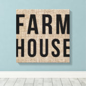 FARMHOUSE Black Letting Rustic Burlap Sacking Leinwanddruck (Insitu (Holzboden))