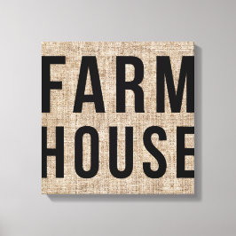 FARMHOUSE Black Letting Rustic Burlap Sacking Leinwanddruck
