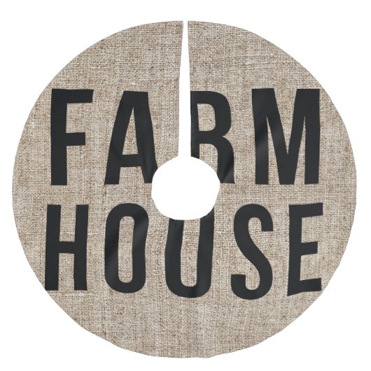 FARMHOUSE Black Letting Rustic Burlap Sacking Polyester Weihnachtsbaumdecke (Vorderseite)