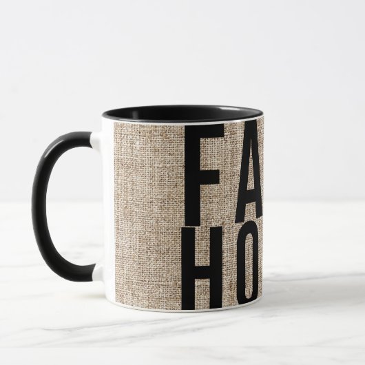 FARMHOUSE Black Letting Rustic Burlap Sacking Tasse (Links)