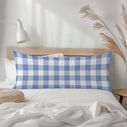 Farmhouse Blue Rustic Gingham Check Plaid Seitenschläferkissen