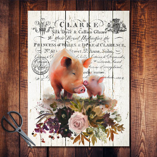 Farmhouse Blumen Duroc Schweine Seidenpapier