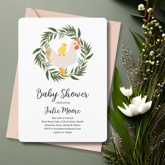 Farmhouse Chick Baby Dusche Einladung