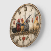 Farmhouse Chicken Rustic  Große Wanduhr (Winkel)