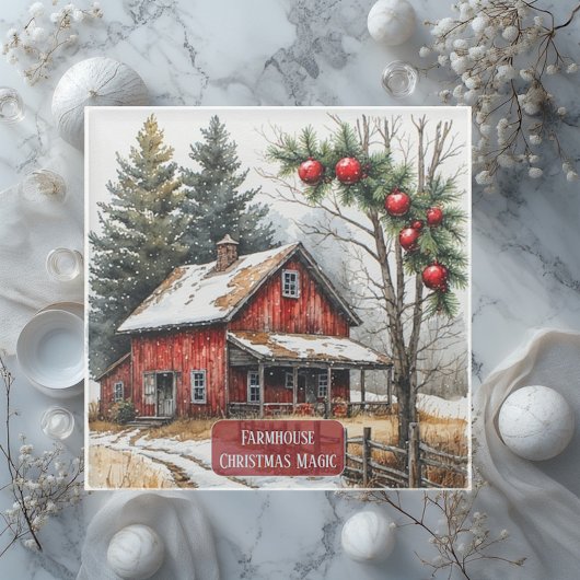 Farmhouse Christmas Magic Vintage Rustic  Glasuntersetzer