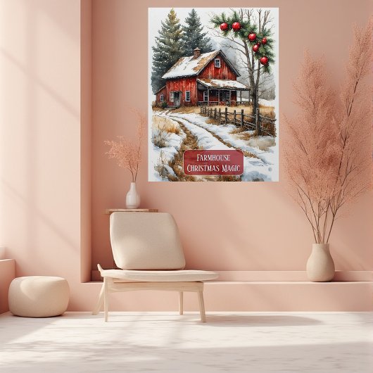Farmhouse Christmas Magic Vintage Rustic Poster